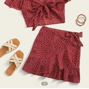 Red ruffle skirt